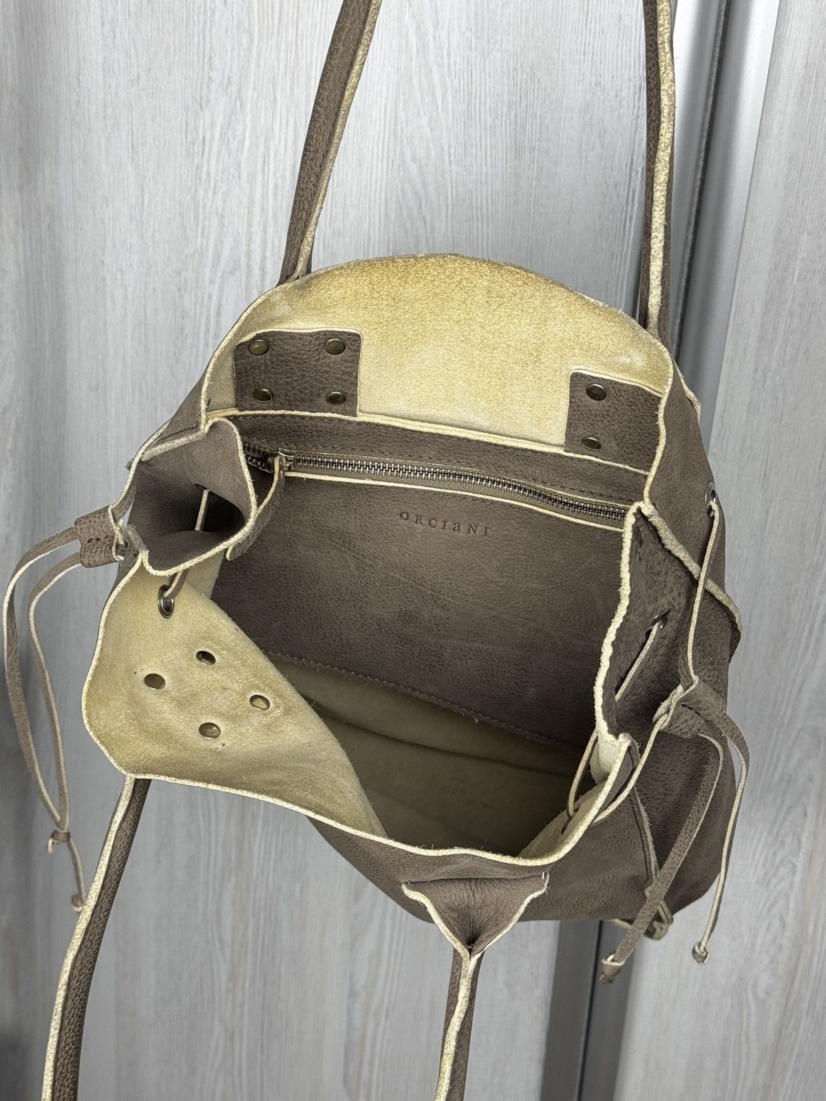 Orciani Orciani beige/grey soft leather tote bag Size ONE SIZE - 10 Thumbnail