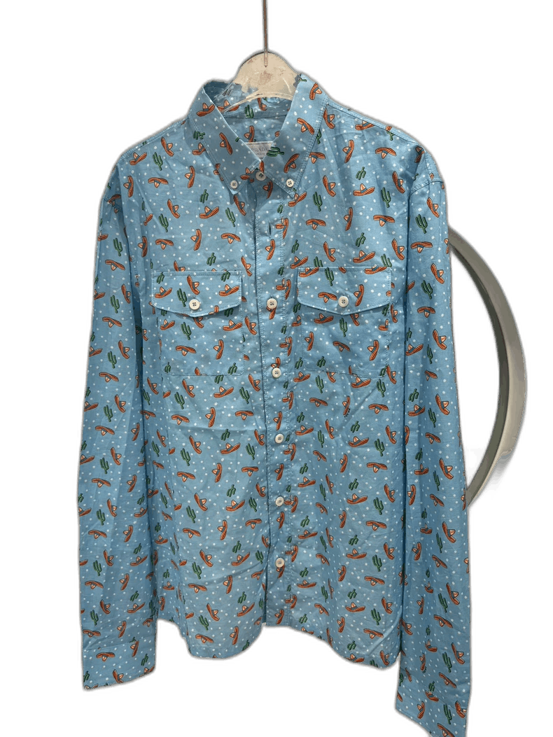 Prada PRADA Blue Printed Long Sleeve Shirt Size US M / EU 48-50 / 2 - 1 Thumbnail