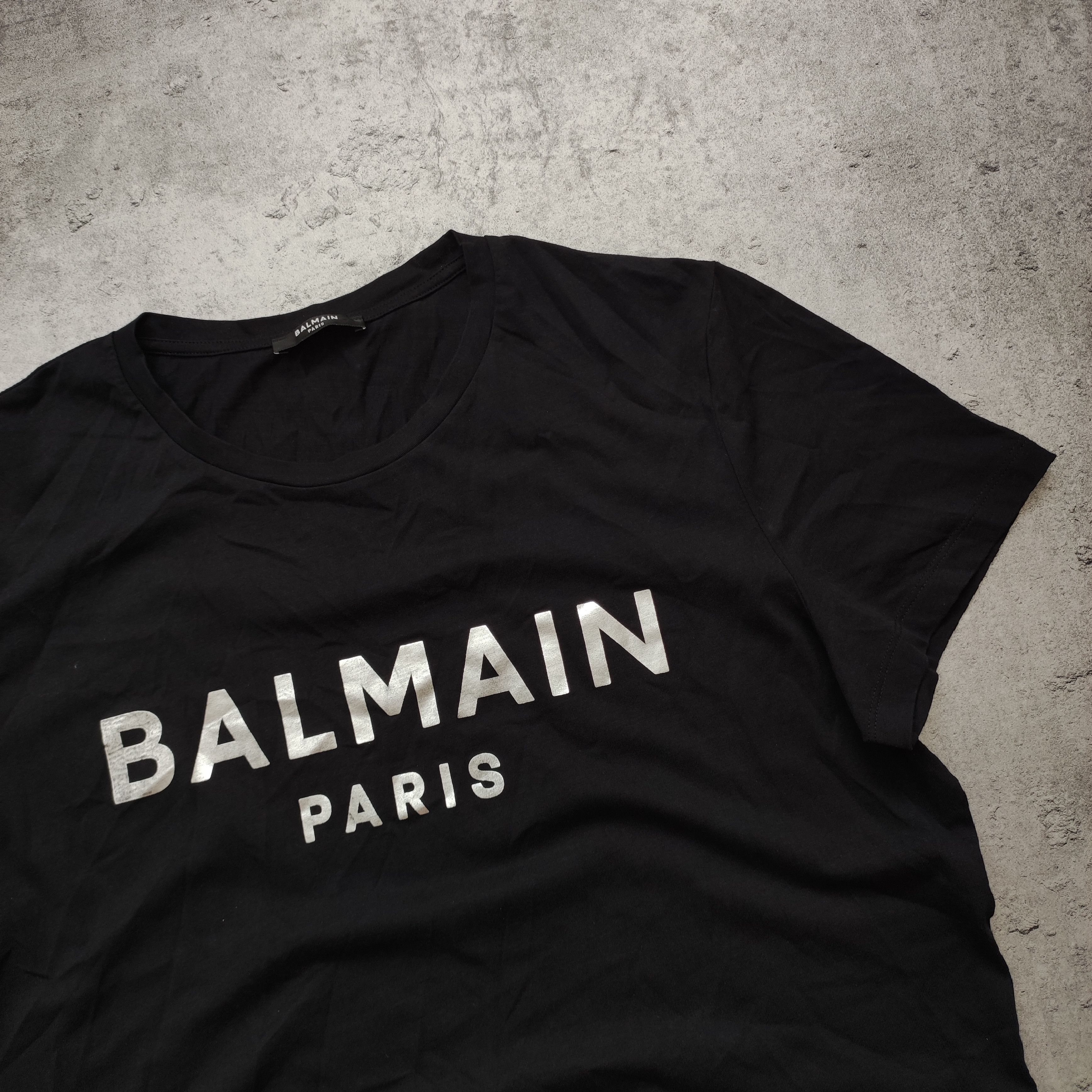 Balmain Balmain Paris Classic Big Logo Holo Black Tshirt Size US L / EU 52-54 / 3 - 4 Thumbnail