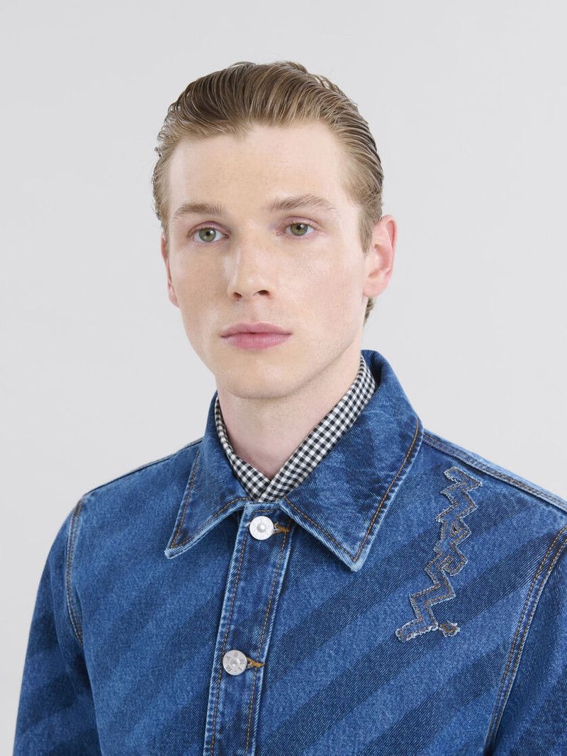 Marni o1f1d3z0326 Striped Denim Jacket in Blue Size US L / EU 52-54 / 3 - 4 Thumbnail