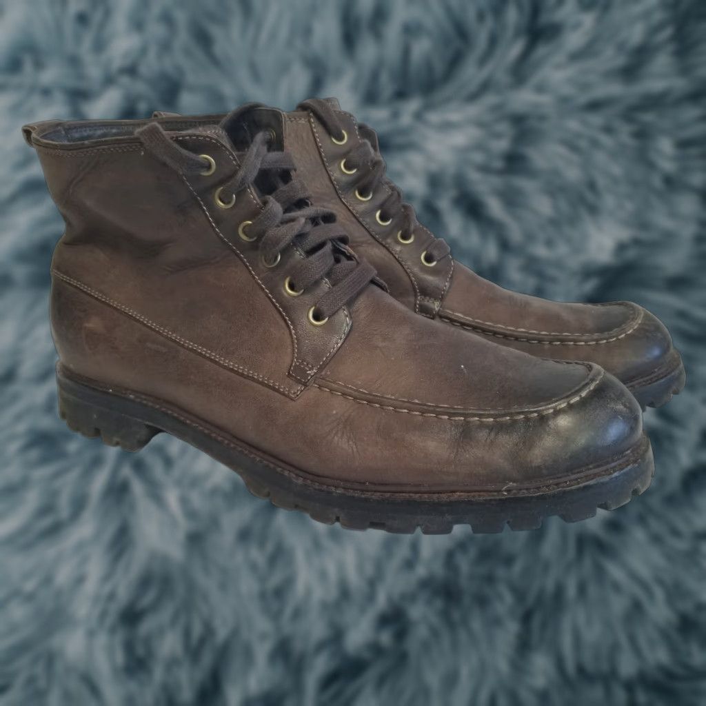 John Varvatos John Varvatos Boots Men Size 12 M Brown Leather Lace Up Combat Ankle Leather Outsole Round Toe Casual Boots Size US 12 / EU 45 - 1 Thumbnail