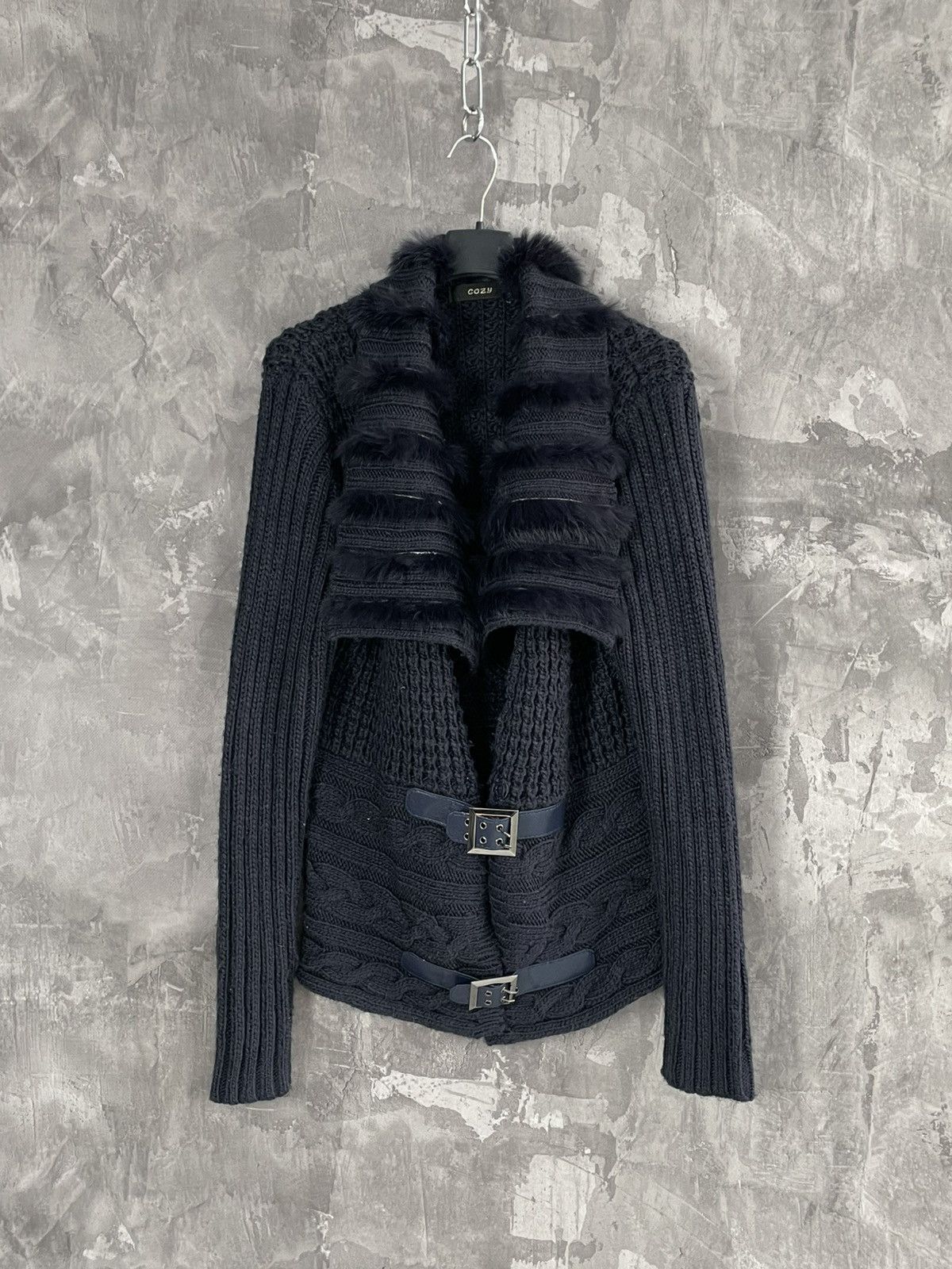 If Six Was Nine × Jean Paul Gaultier × Le Grande Bleu (L.G.B.) Faux Fur LGB Sweater Crazy Opium Punk Design Y2K ITALY Size M / US 6-8 / IT 42-44 - 1 Thumbnail