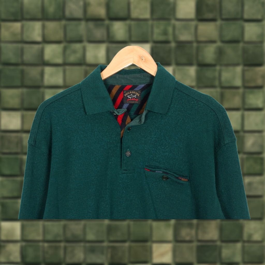 Paul & Shark VINTAGE Paul & Shark Jumper Wool Collared Mens XL Green Pullover Knit Wool Jumper Classic VR3534 Size US XL / EU 56 / 4 - 1 Thumbnail