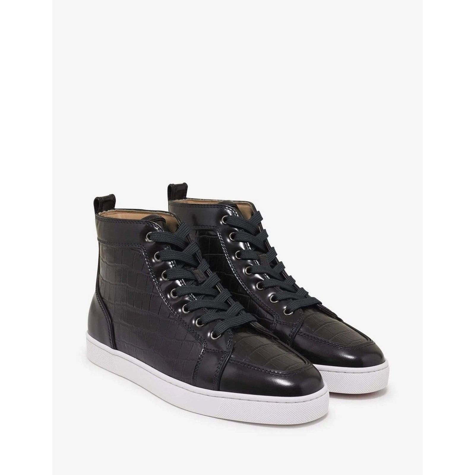 Christian Louboutin Mens Rantus Flat Ardesia Black Croc High Top Sneaker 44 11 Size US 11 / EU 44 - 5 Thumbnail