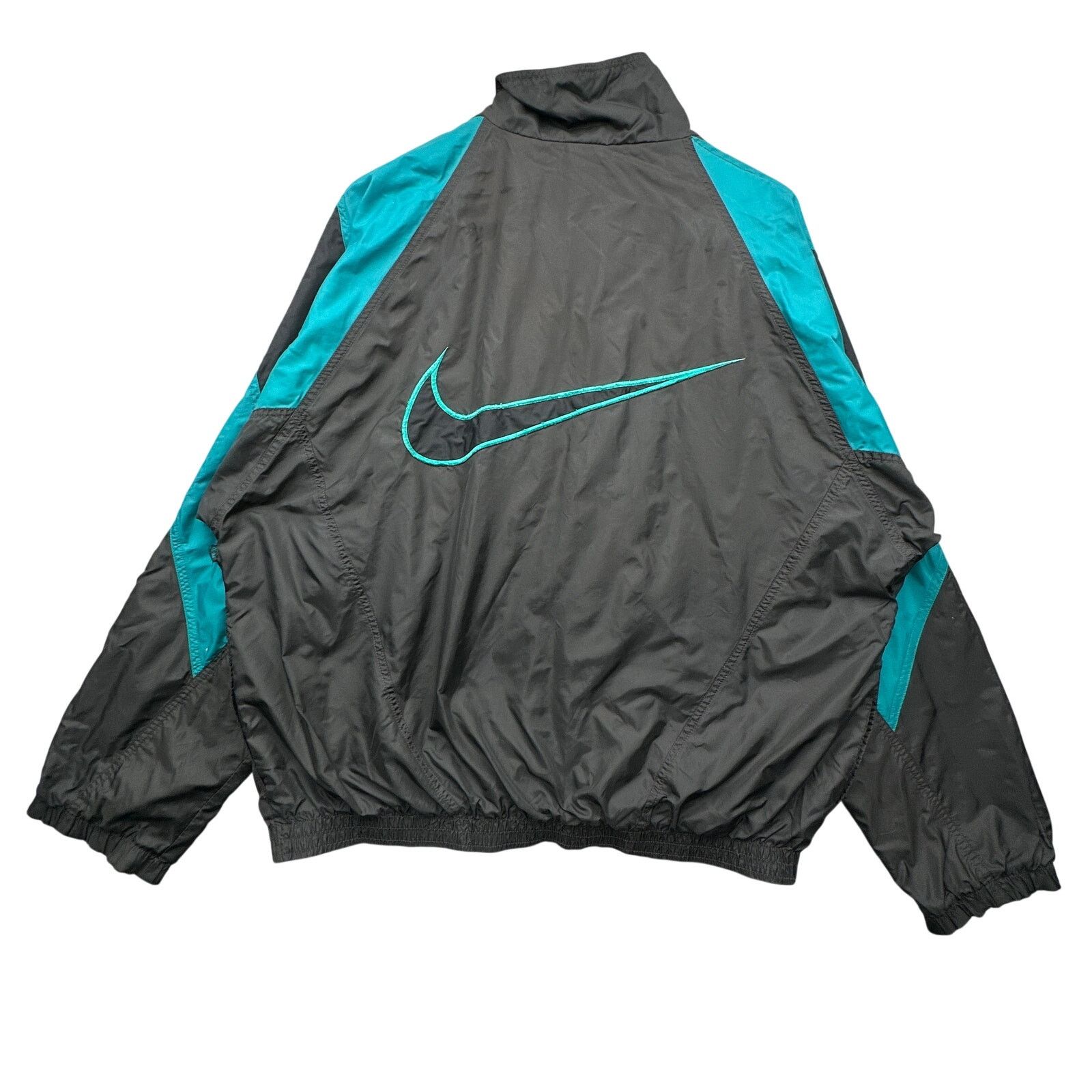 Vintage Nike Teal Black Full Zip Windbreaker Jacket Large