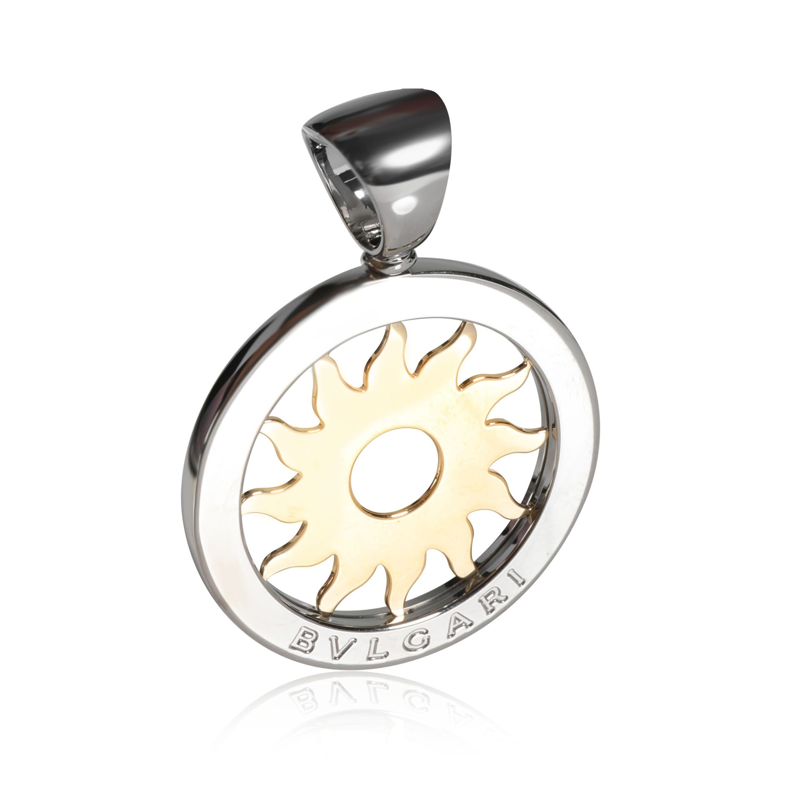 image of Bvlgari Tondo Sun Pendant In 18K Yellow Gold/steel, Women's