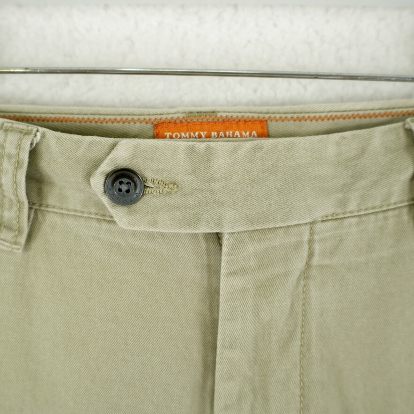 Tommy Bahama Tommy Bahama Green Cream Flat Front Mid Rise Cotton Chino Pa Size US 35 - 3 Thumbnail