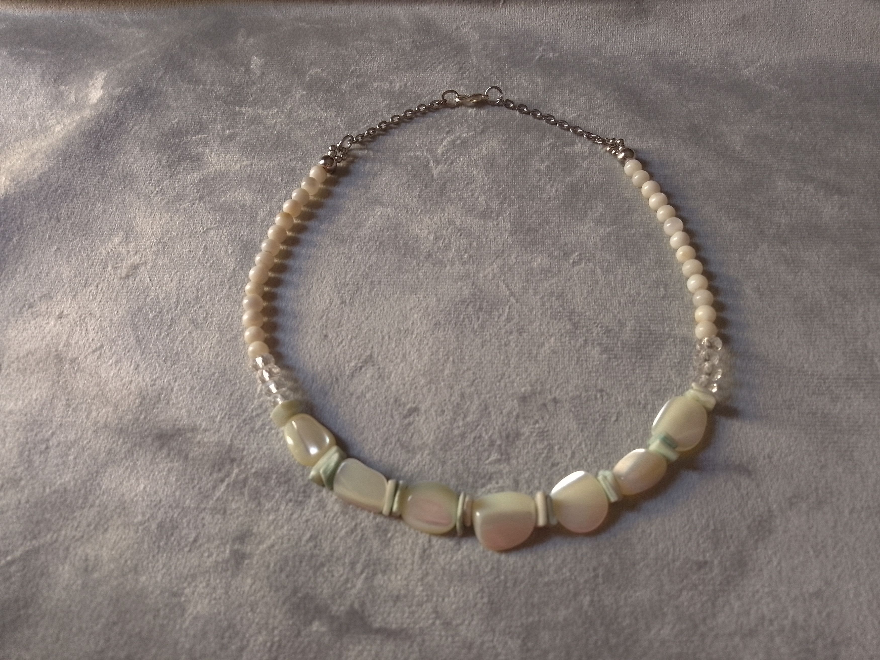 Handmade Necklace White/Ivory Gemstones Mother of Pearl Crystal Size ONE SIZE - 4 Thumbnail