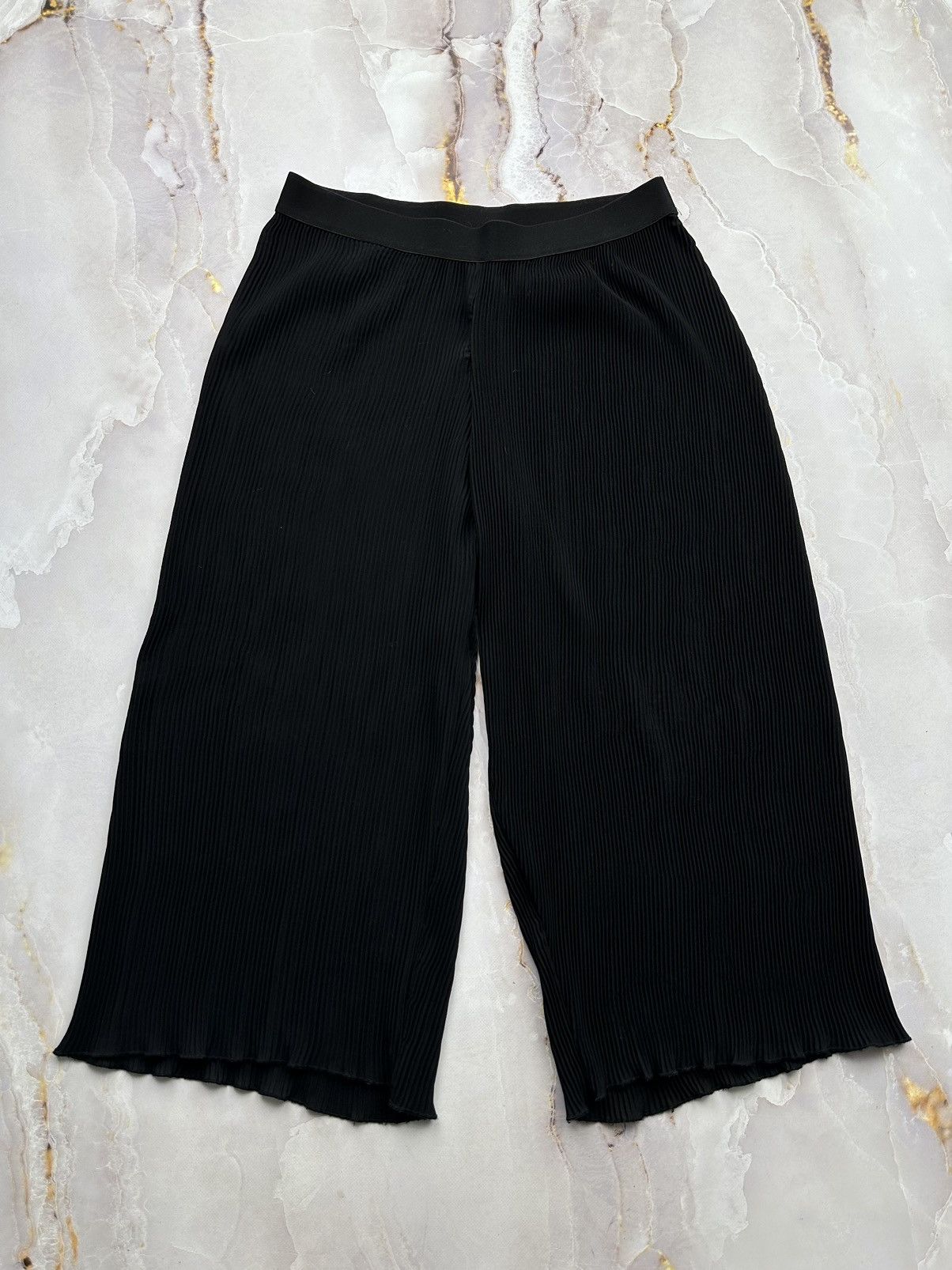 Vintage Cropped Pleated Wide Pants