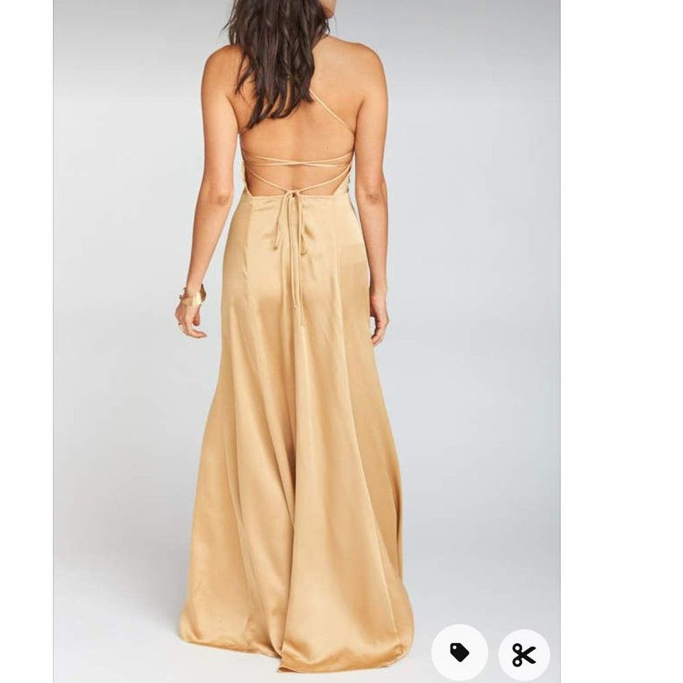 Mumu Godshaw Goddess Gown True Gold Luxe Satin Size XL NWT