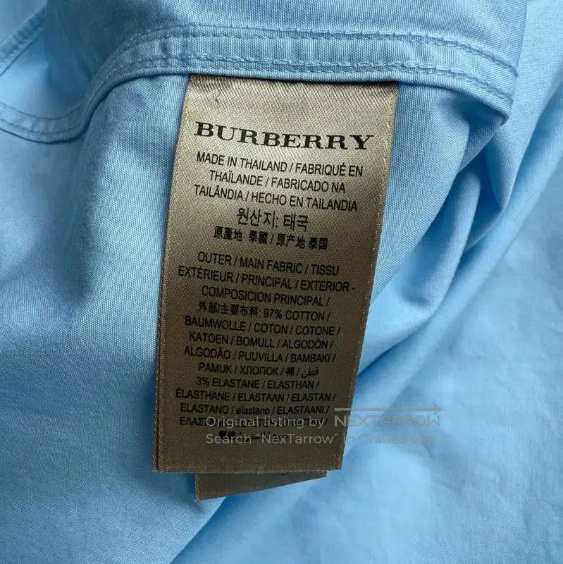 Burberry Light Blue Cotton Long Sleeve Shirt.
