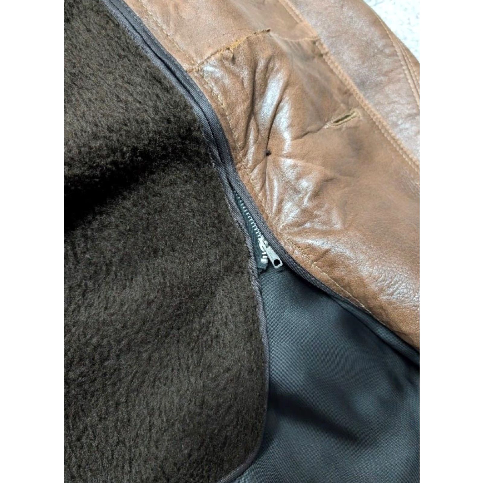 Doublet VINTAGE USA made DOUBLE BREASTED leather coat 38 brown PATINA cowhide 1970s - Mens Coat Size US S / EU 44-46 / 1 - 7 Thumbnail