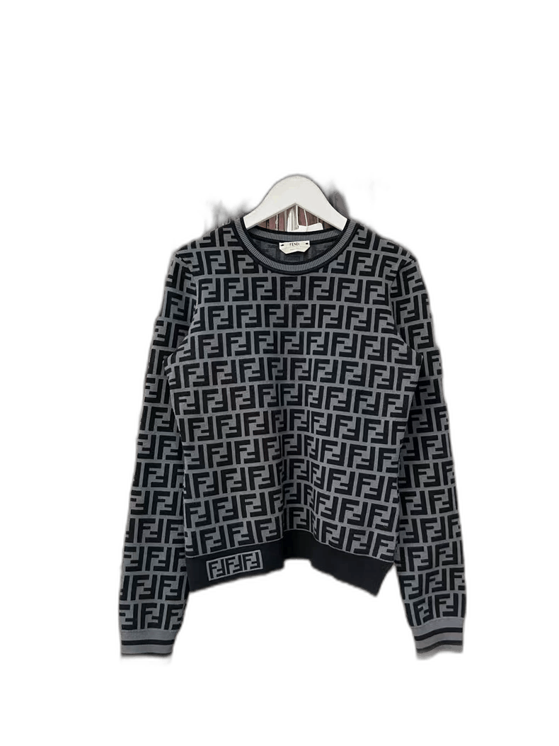 Fendi Fendi Black Gray Short Sweater with Logo Size US M / EU 48-50 / 2 - 1 Thumbnail