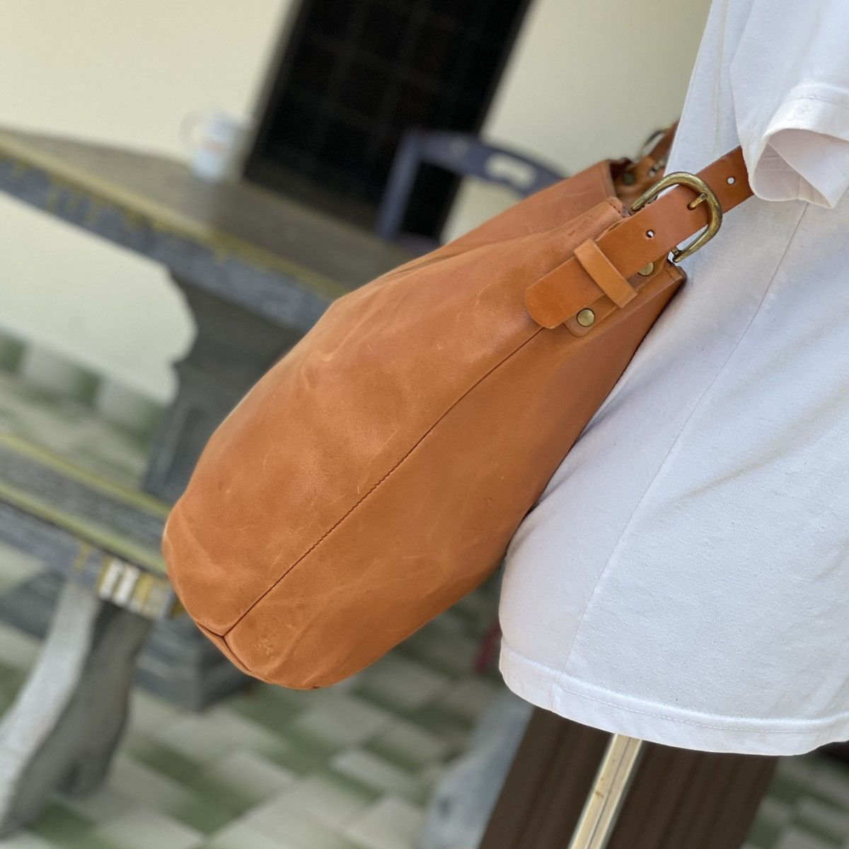 Japanese Brand Tideway Japan Full Leather Oversized Crossbody Size ONE SIZE - 4 Thumbnail