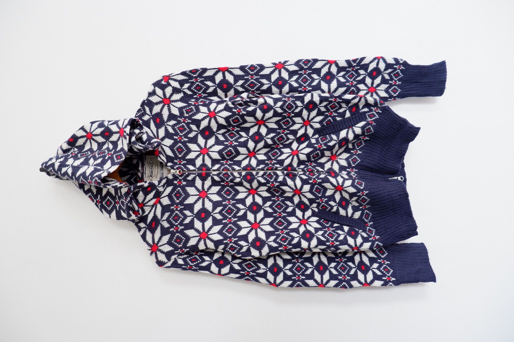 image of Made In USA x Monitaly Vintage Monitaly X Bemidji Wool Knit Zip Hoodie in Snow, Men's (Size Medium)