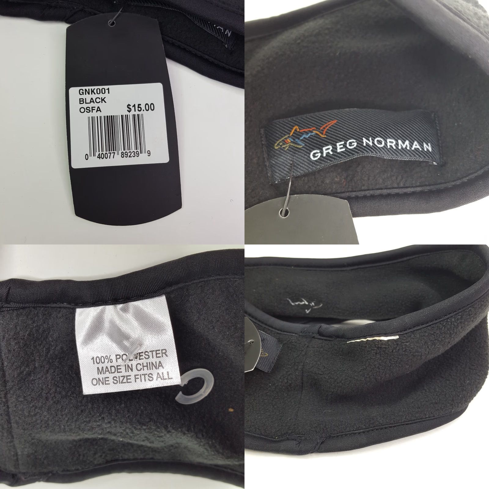 Logo 7 VINTAGE Greg Norman Fleece Headband Hat Unisex Adults Golf 90s Logo Outdoor Sports Black Ear Muffs Headband Lightweight Stretch Ear Flap Size US M / EU 48-50 / 2 - 8 Thumbnail