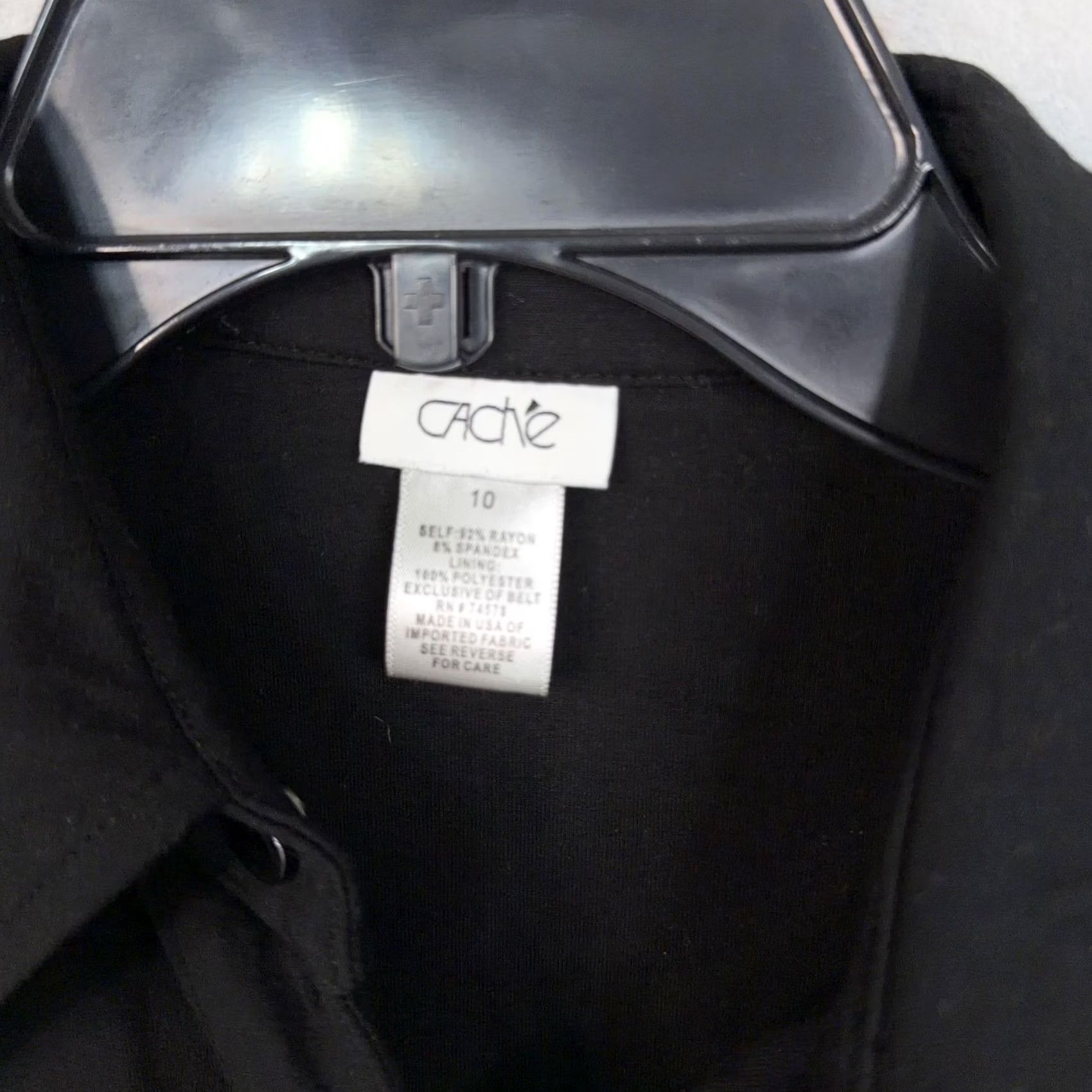 Vintage Cache Dress Womens 10 Black Shirt Collared Snap Front Pockets Stretch Workwear Size L / US 10 / IT 46 - 4 Thumbnail