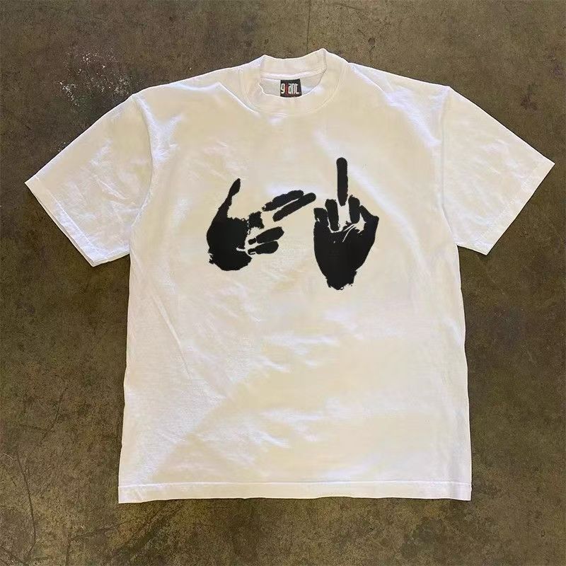 Japanese Brand White retro hand print cotton t-shirt Size US M / EU 48-50 / 2 - 1 Thumbnail