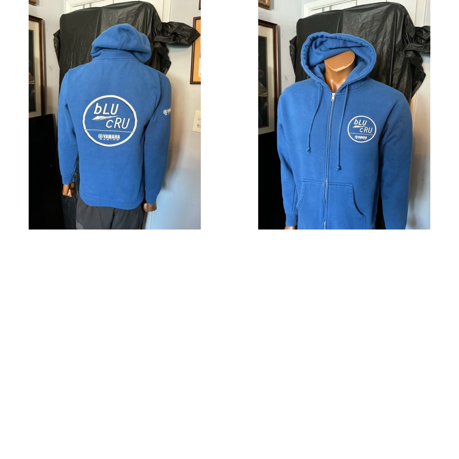 Vintage Yamaha Racing Blues Cru Motorsports MX Dirt Bike Blue Full Zip Fleece Hoodie M Mens Blue Full Zip Hoodie Size US M / EU 48-50 / 2 - 9 Thumbnail