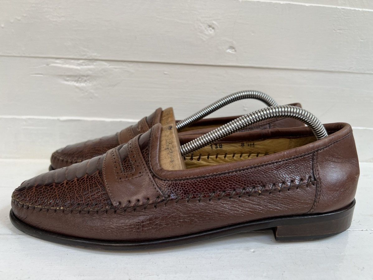 Zelli Zelli Genuine Ostrich Brown Leather Milano Penny Loafer Size US 8.5 / EU 41-42 - 4 Thumbnail