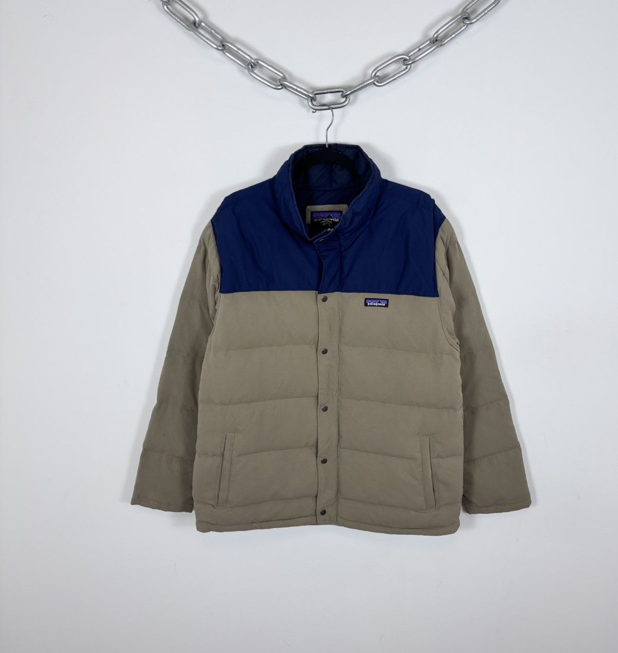 Patagonia Patagonia Men’s Bivy Down Puffer Jacket Insulated Beige/Blue Size US L / EU 52-54 / 3 - 1 Thumbnail