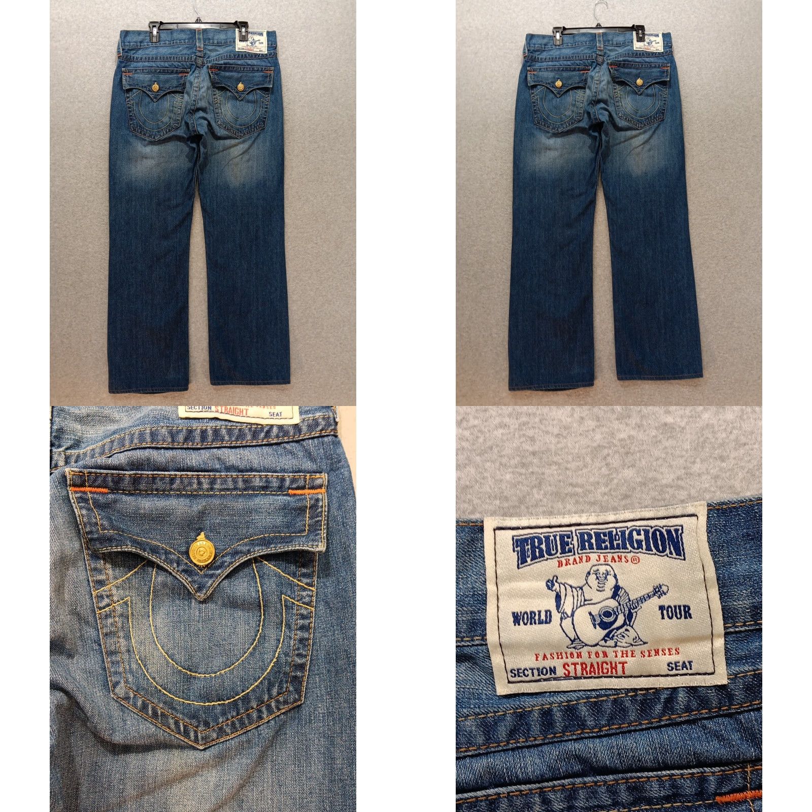 True Religion True Religion Jeans Men's 36x32 Straight 5-Pocket Distressed Medium Blue Wash Regular Size 36 Mens Jeans Size US 36 / EU 52 - 8 Thumbnail