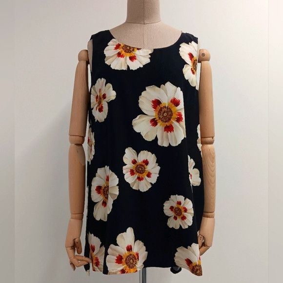 Lafayette 148 LAFAYETTE 148 Sleeveless Adela Silk Flower Blouse - Large Size L / US 10 / IT 46 - 1 Thumbnail