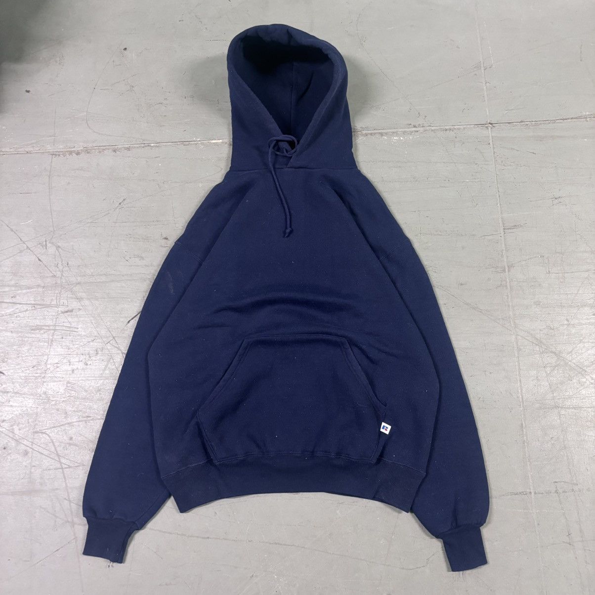 Russell Athletic × Vintage Vintage baggy crop fit navy Russell athletic hoodie Size US XL / EU 56 / 4 - 1 Thumbnail