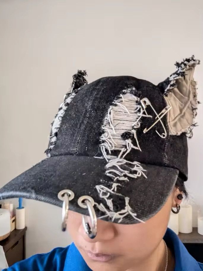 Japanese Brand Avant garde distressed denim rabbit ear baseball cap Size ONE SIZE - 10 Thumbnail
