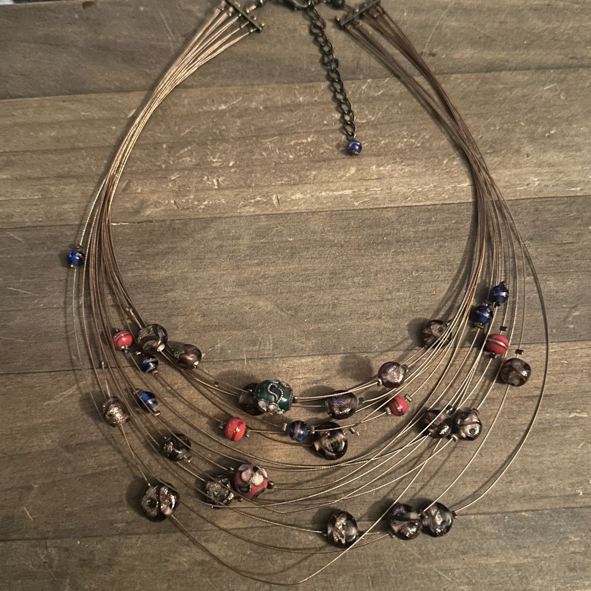 Other Multi layered cloisonné and Murano glass bead wire necklace Size ONE SIZE - 2 Thumbnail