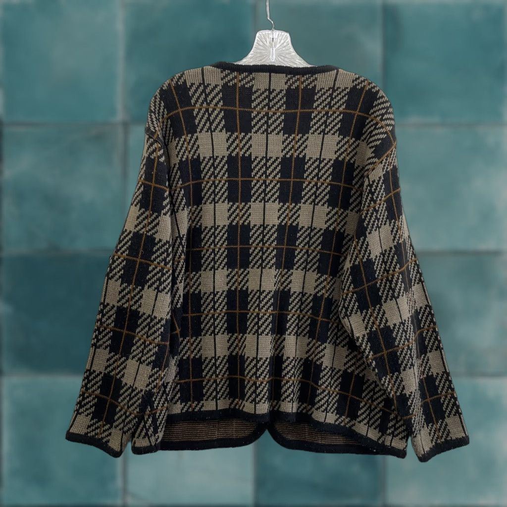 Vintage VINTAGE 90s Cardigan Sweater 1X XL Plus Size Tan Tartan Plaid Academia Grandma Women Size XL / US 12-14 / IT 48-50 - 1 Thumbnail