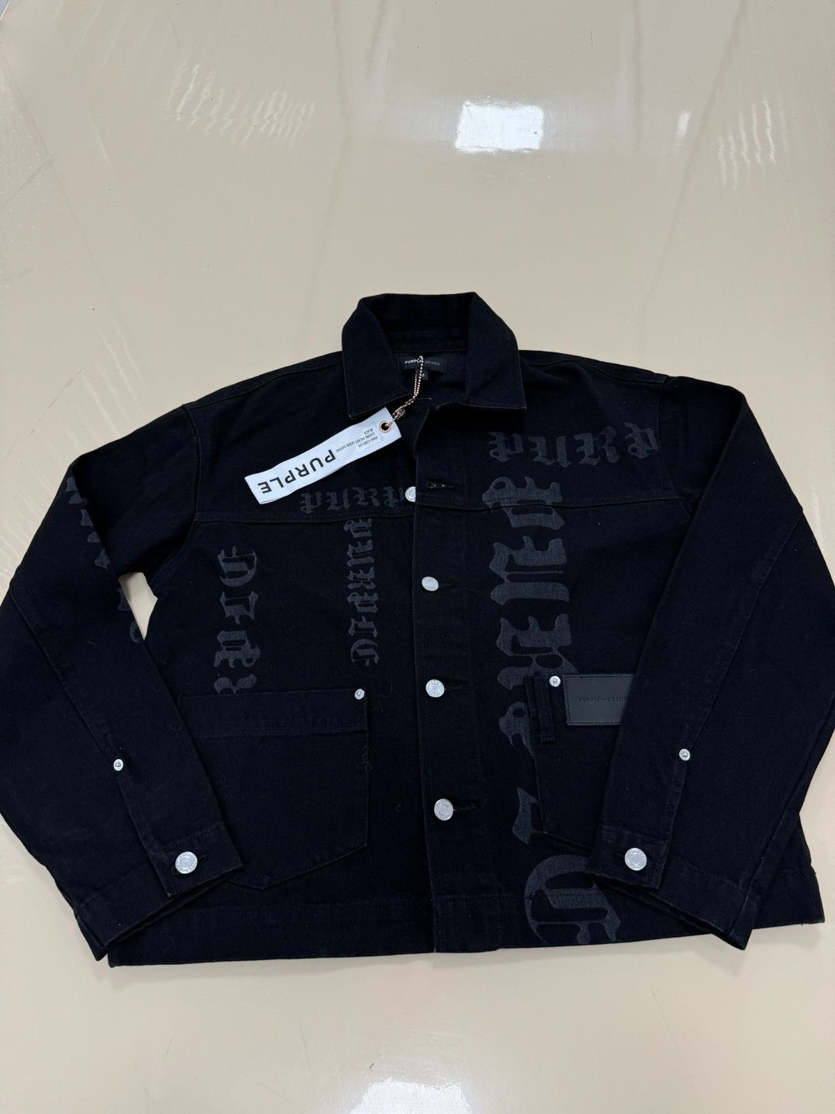 Purple Brand PURPLE LASER GOTHIC BLACK DENIM JACKET Size US M / EU 48-50 / 2 - 1 Thumbnail