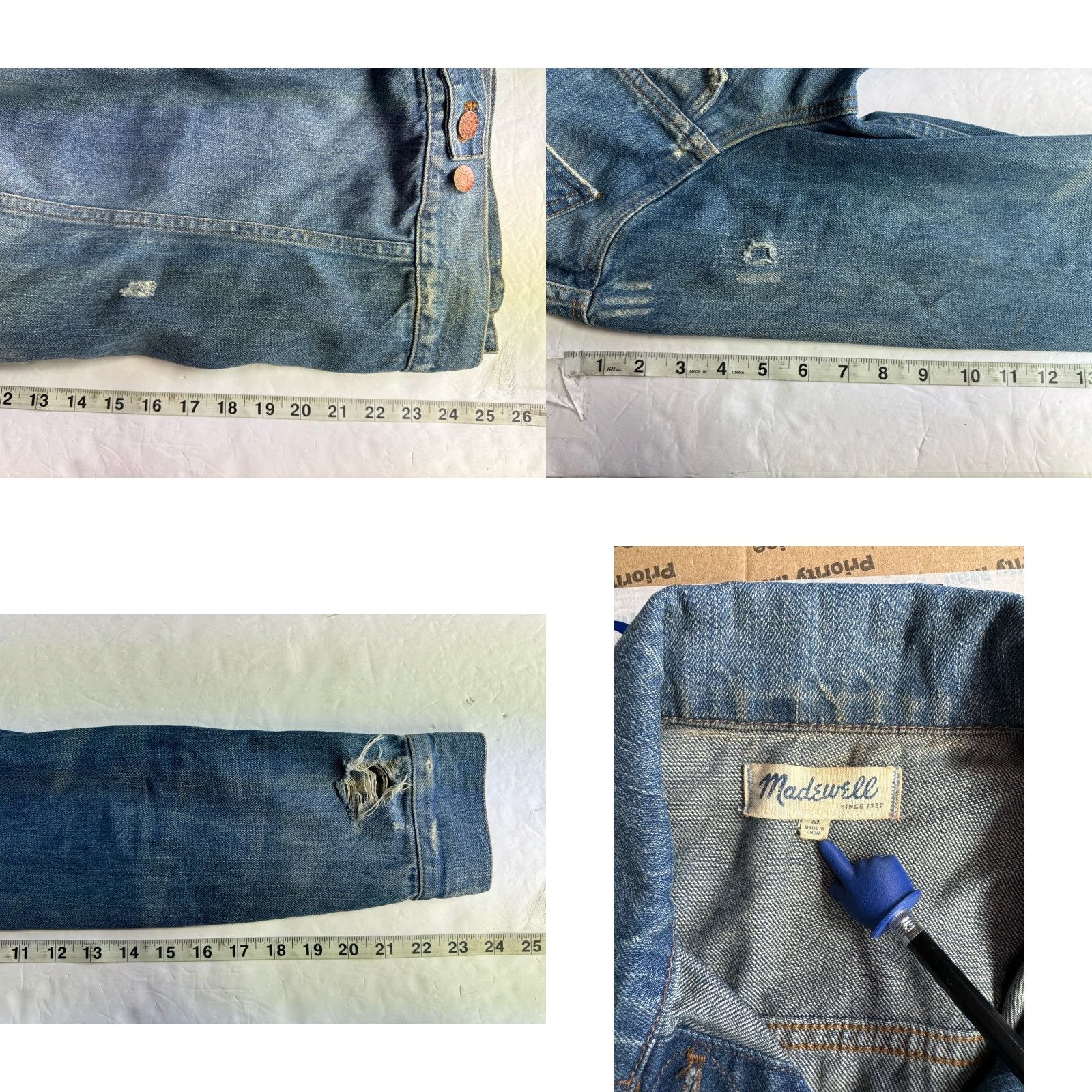 Madewell Madewell Jacket Denim Short Button Up Women’s Medium Blue Distressed Casual See Sleeves Womens Size M / US 6-8 / IT 42-44 - 8 Thumbnail