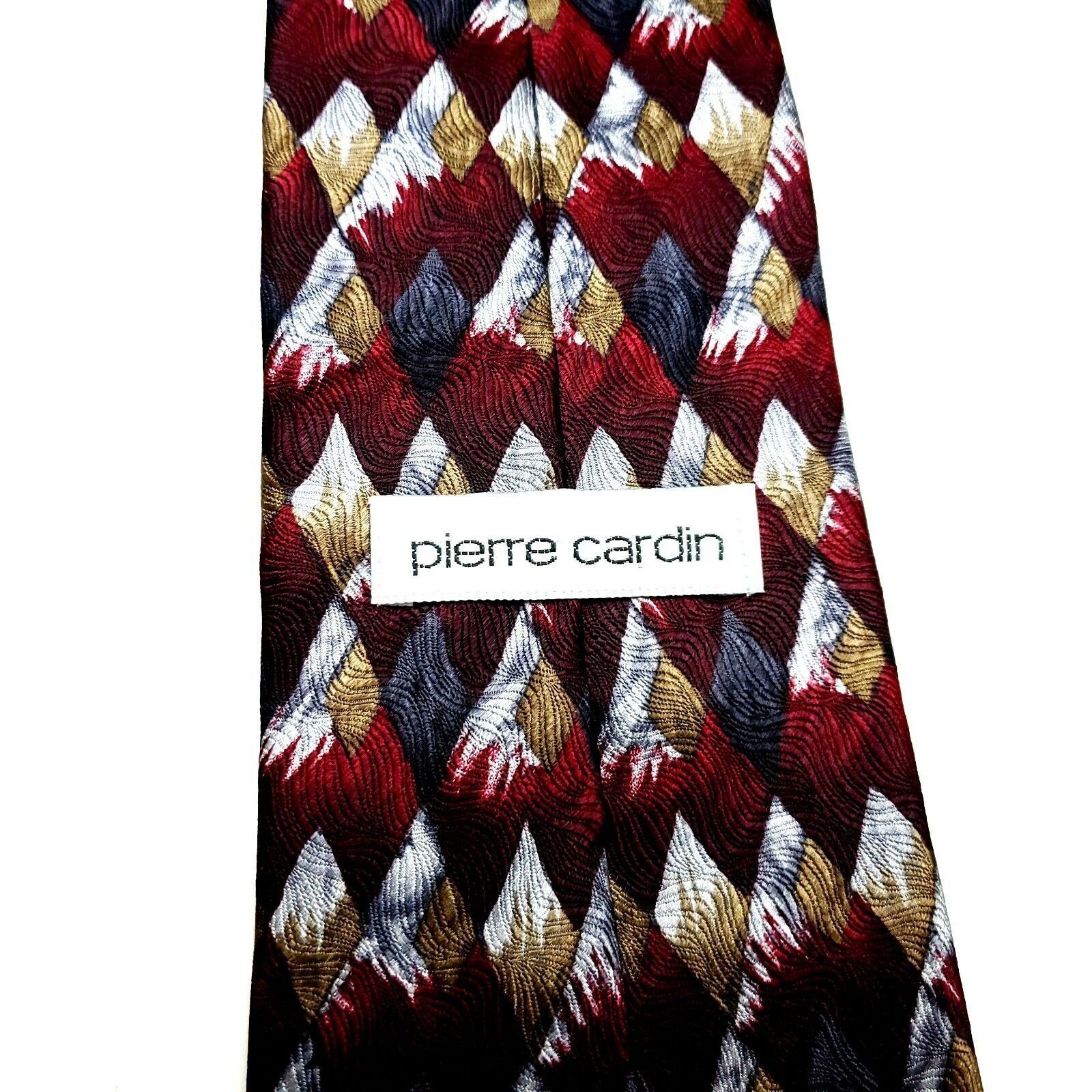 Pierre Cardin Pierre Cardin Silk Tie Red Gray Print Wide Geometric Size ONE SIZE - 3 Thumbnail