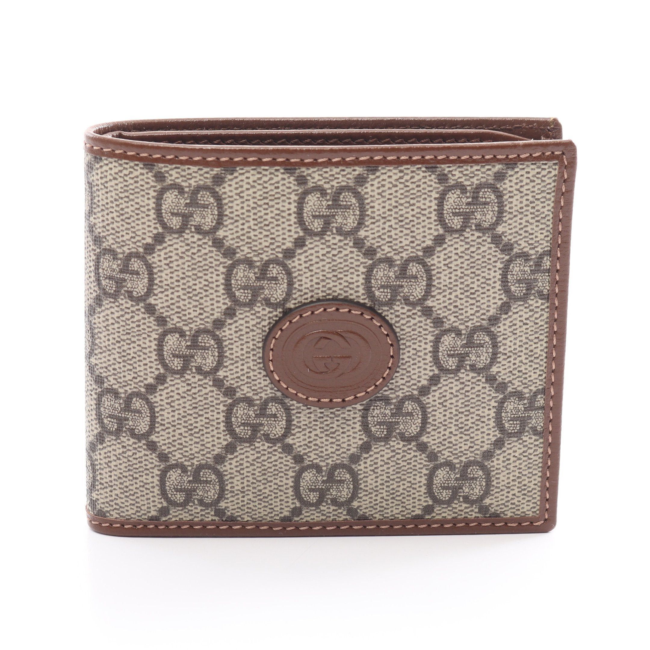 Gucci Gucci Interlocking G Gg Supreme Bi-Fold Wallet Leather Dark Gray Black Size ONE SIZE - 1 Thumbnail