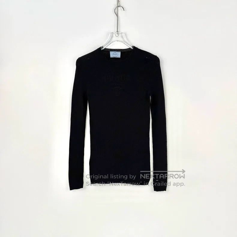 Prada Prada Black classic logo sheep wool elastic knitwear Size US S / EU 44-46 / 1 - 3 Thumbnail