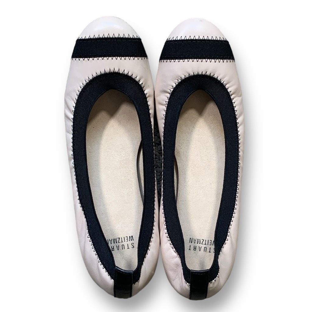 Stuart Weitzman Stuart Weizmann Ballet Flat Shoes Cream Black Leather Classi Size US 7 / IT 37 - 11 Thumbnail