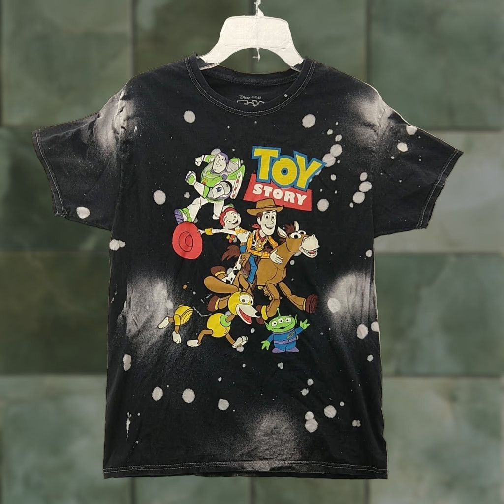 Disney Toy Story Mens Medium Black Bleach Tie Dye Short Sleeve Graphic Tee Size US M / EU 48-50 / 2 - 1 Thumbnail