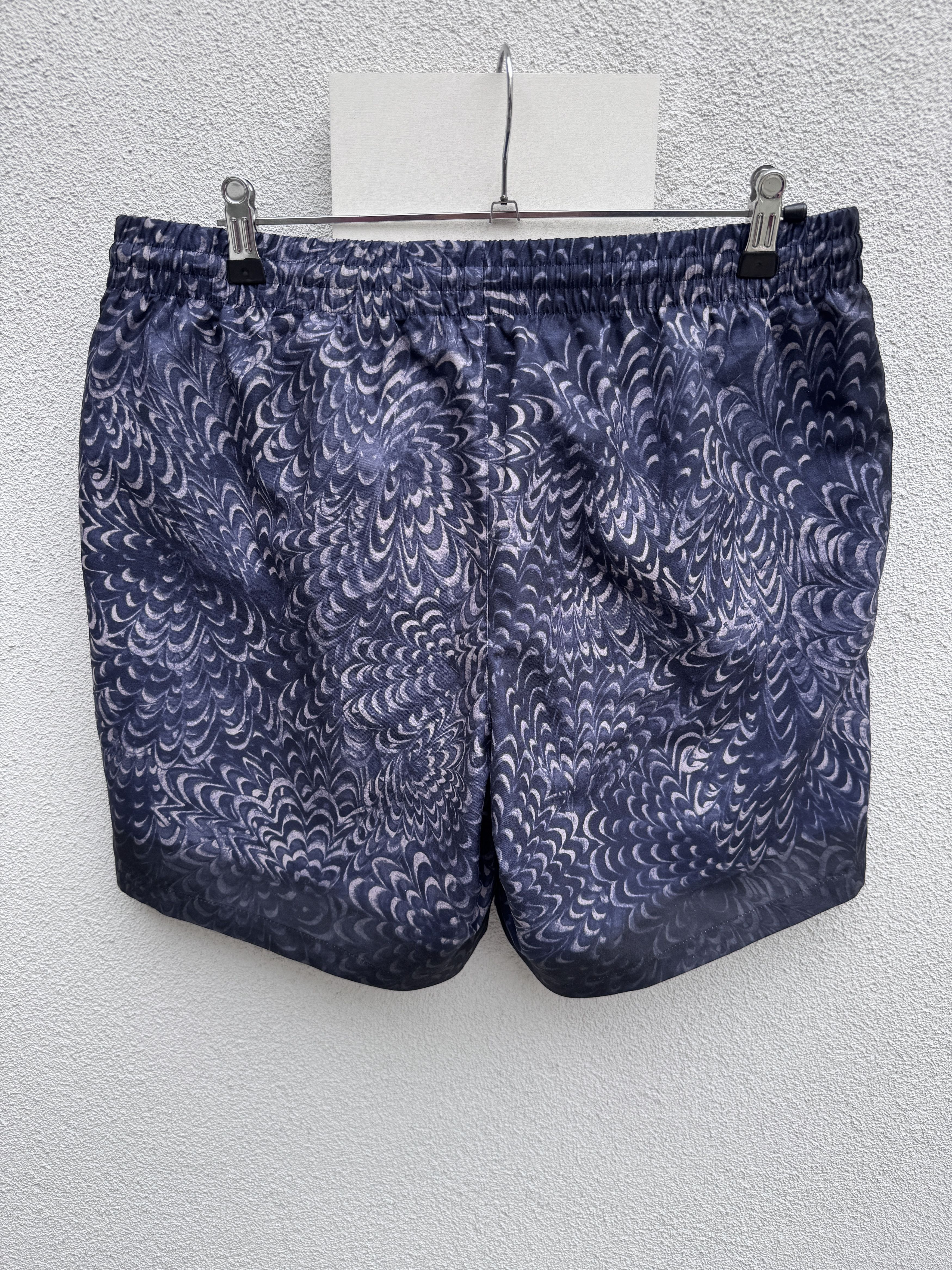 Dries Van Noten Dries van Noten Navy Paste Paper Print Nylon Swim Shorts XL Size US 34 / EU 50 - 2 Thumbnail
