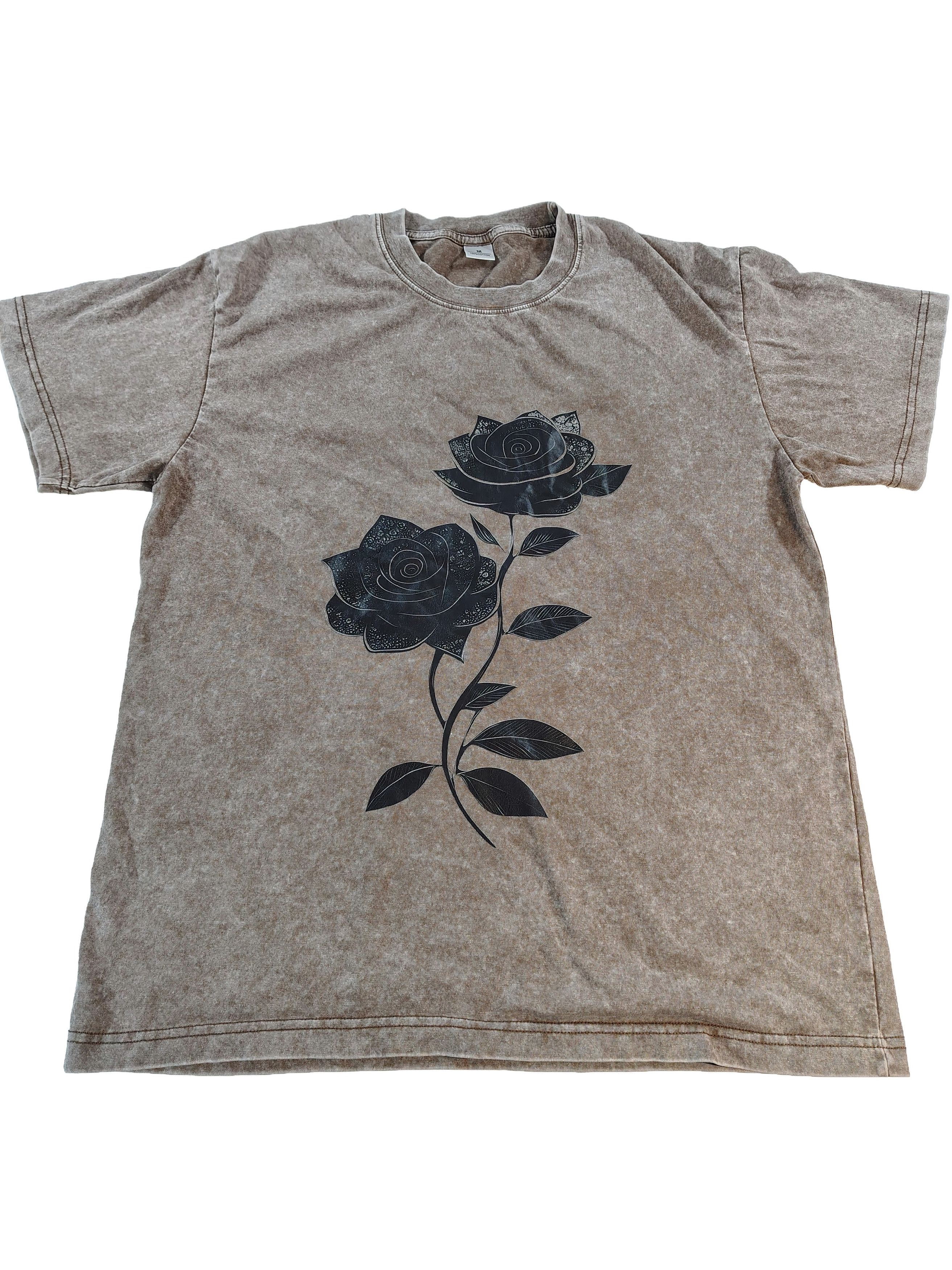 Other Men's Acid-Washed Black Rose Short Sleeve Graphic T-Shirt Size US M / EU 48-50 / 2 - 1 Thumbnail