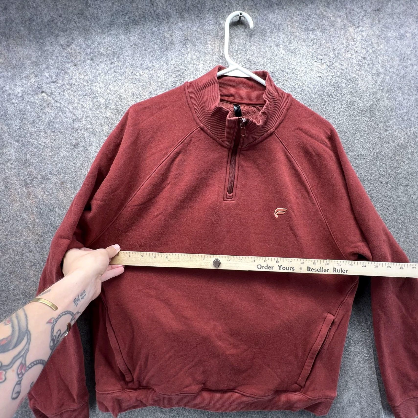 Fabletics Fabletics Mens XL Red 1/4 Zip Mock Neck Fleece Pullover Sweatshirt Stretch Size US XL / EU 56 / 4 - 4 Thumbnail