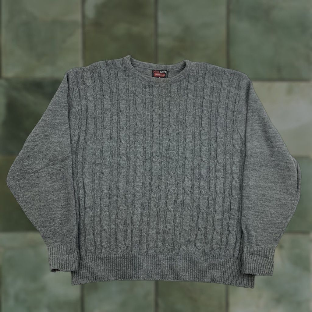 Vintage VINTAGE Drummond Sweater Mens Pullover Knit Gray 90s Large Crew Neck Long Sleeve Ultra Soft 100% Knit Texture Vintage 90s Size US L / EU 52-54 / 3 - 1 Thumbnail