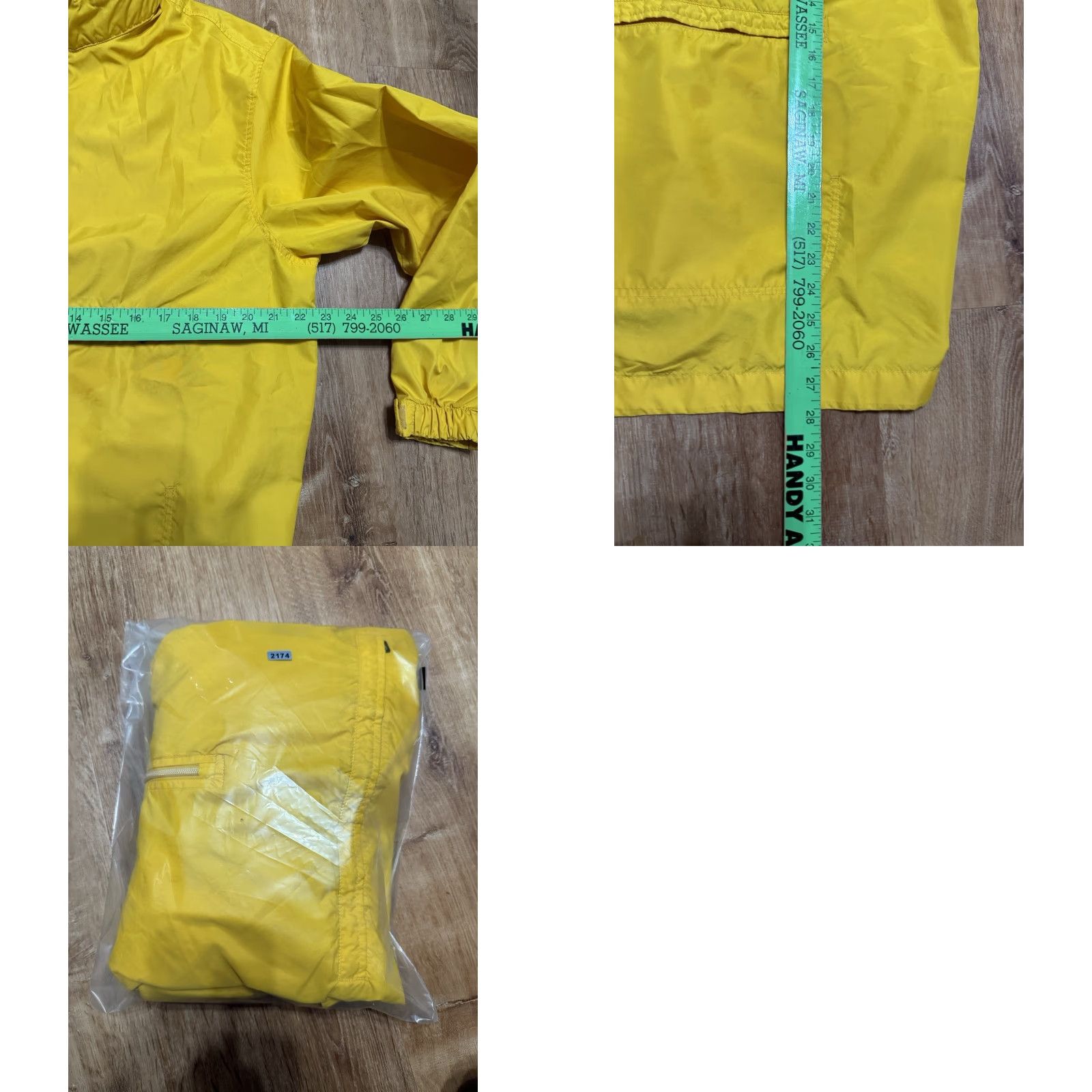 Nike VINTAGE Nike Rain Coat Jacket Kangaroo Pocket Yellow Mens Medium Y2K Silver Tag Blank Rain Jacket Mens Size US M / EU 48-50 / 2 - 8 Thumbnail