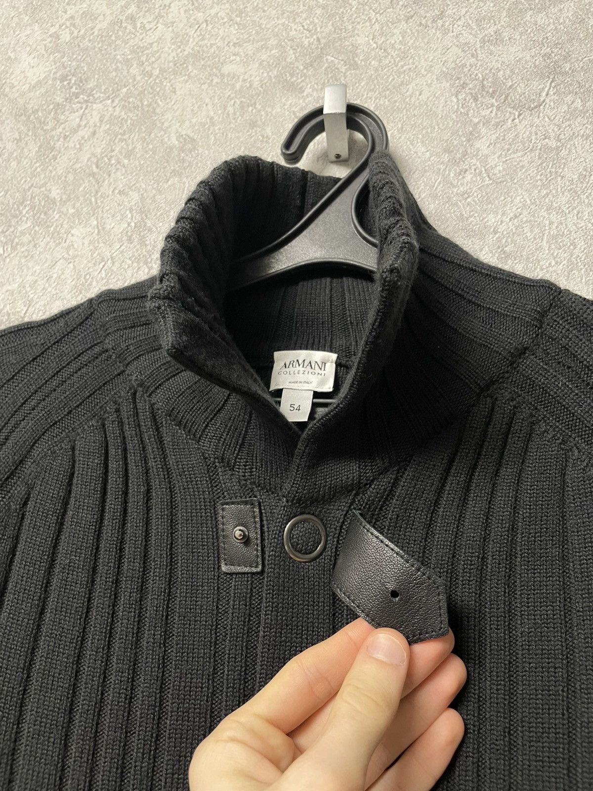 Armani Collezioni Vintage Armani Collezioni Black Wool Ribbed Sweater Luxury Size US L / EU 52-54 / 3 - 7 Thumbnail