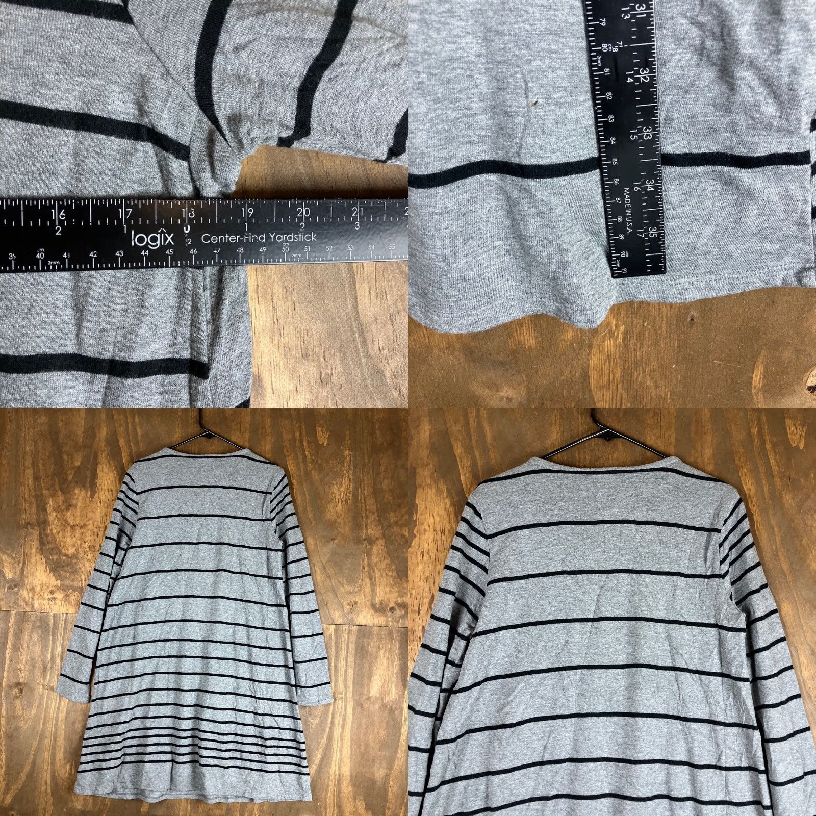 Vintage J Jill Women Dress Gray Black Striped Long Sleeve Tunic Pocket Modal Blend M Knit Sweater Dress Casual Workwear Size M / US 6-8 / IT 42-44 - 8 Thumbnail