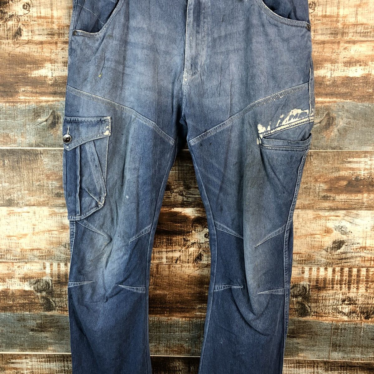 Japanese Brand Field Core Blue Distressed ripped Denim Pants #A2166 Size US 33 - 5 Thumbnail