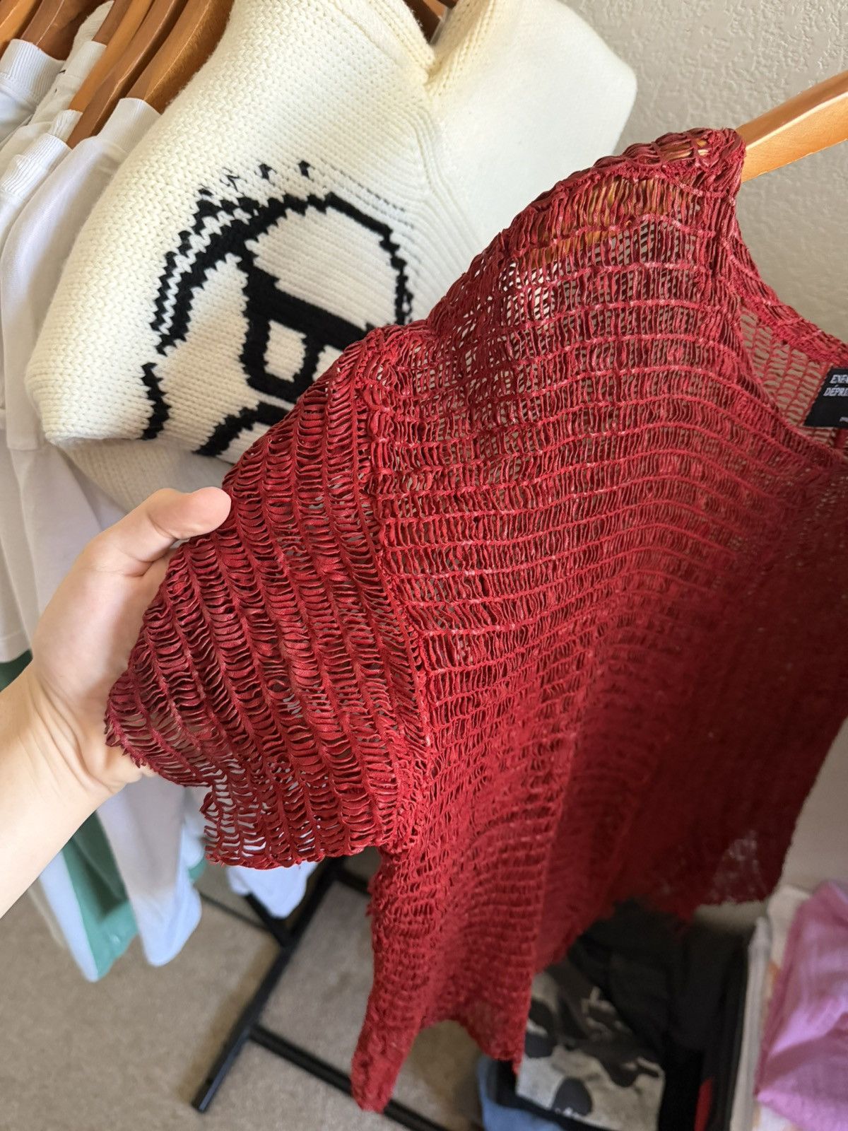 Enfants Riches Deprimes ERD Red Leather Mesh Woven Tee Size US L / EU 52-54 / 3 - 4 Thumbnail