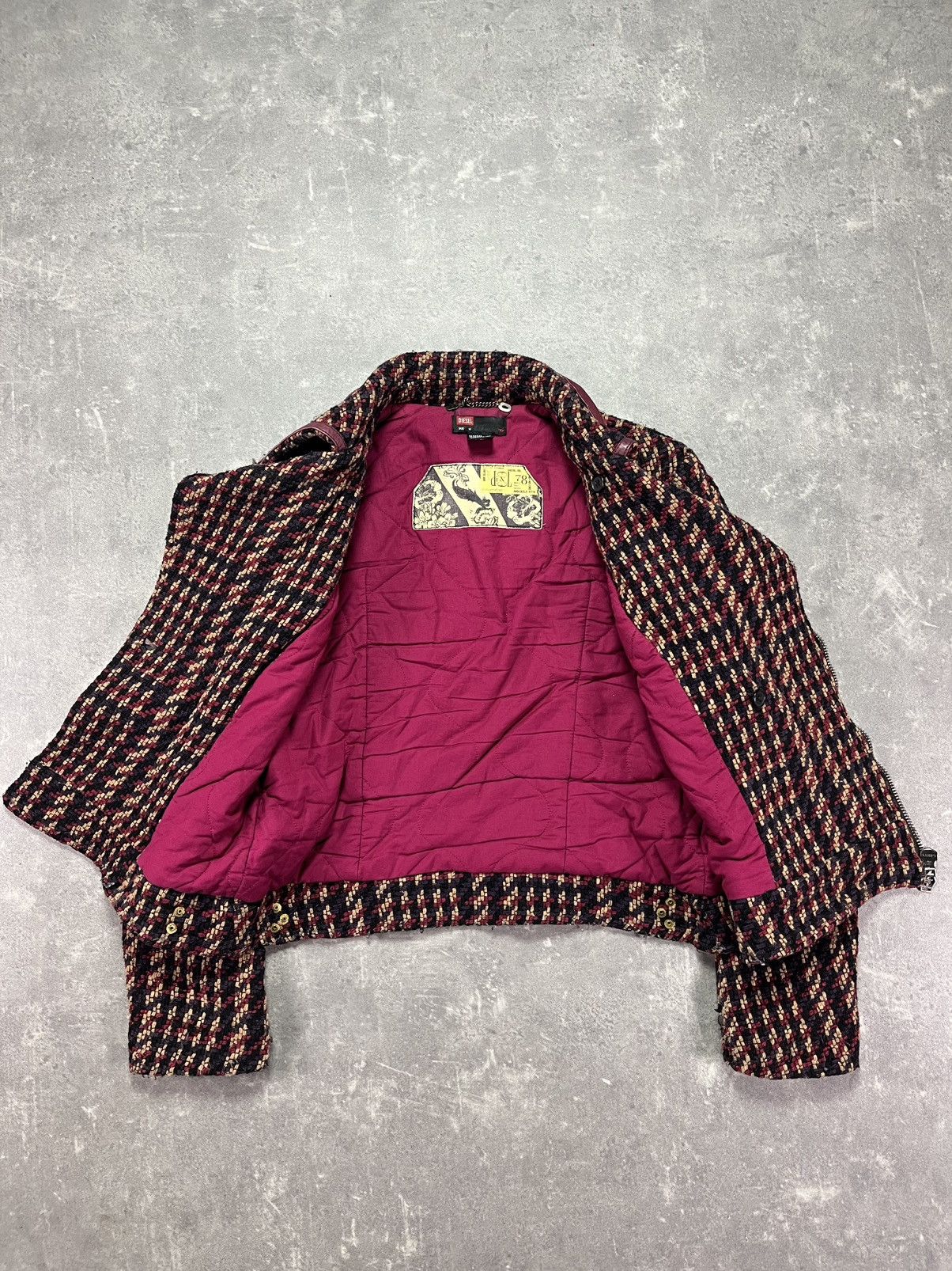 Diesel 00s Diesel Tweed Assymetrical Leather Straps Moto Jacket M Size M / US 6-8 / IT 42-44 - 12 Thumbnail