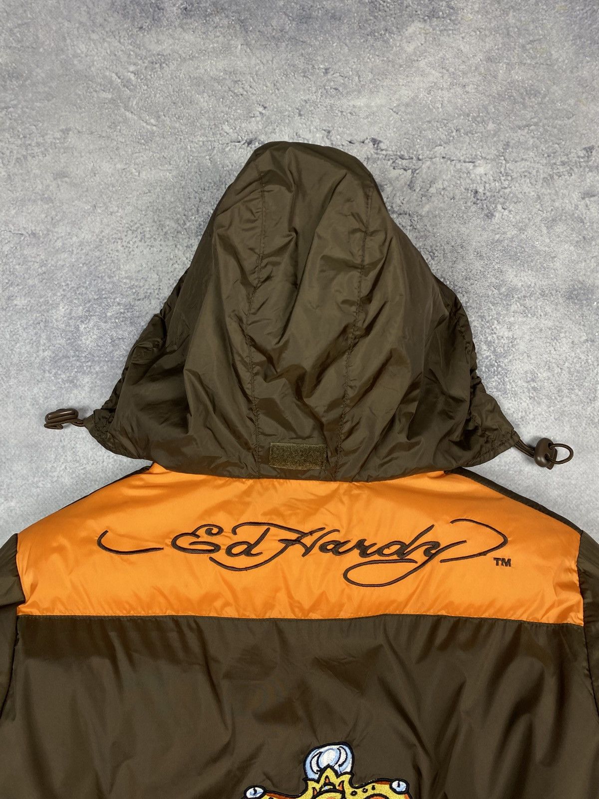 Ed Hardy Ed Hardy by Christian Audigier Y2K Boys Puffer Jacket Brown Size US XXS / EU 40 - 3 Thumbnail
