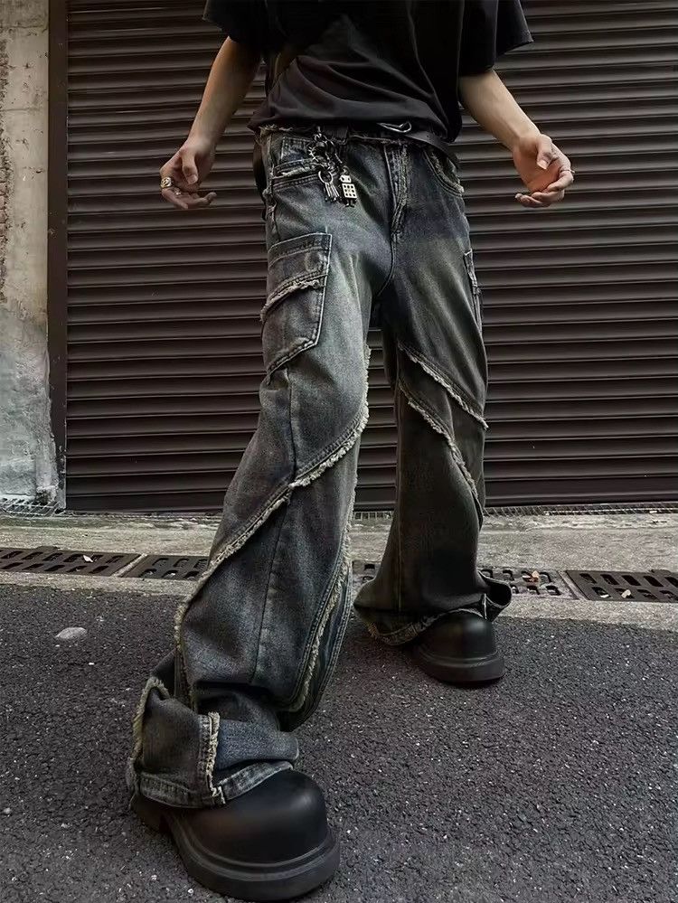 Japanese Brand × Jean Retro heavy-duty stitching raw edge micro-flared jeans y2k Size US 32 / EU 48 - 3 Thumbnail